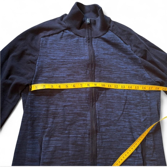 Express Navy Patterned Zip-Up Jacket - Picture 5 of 6